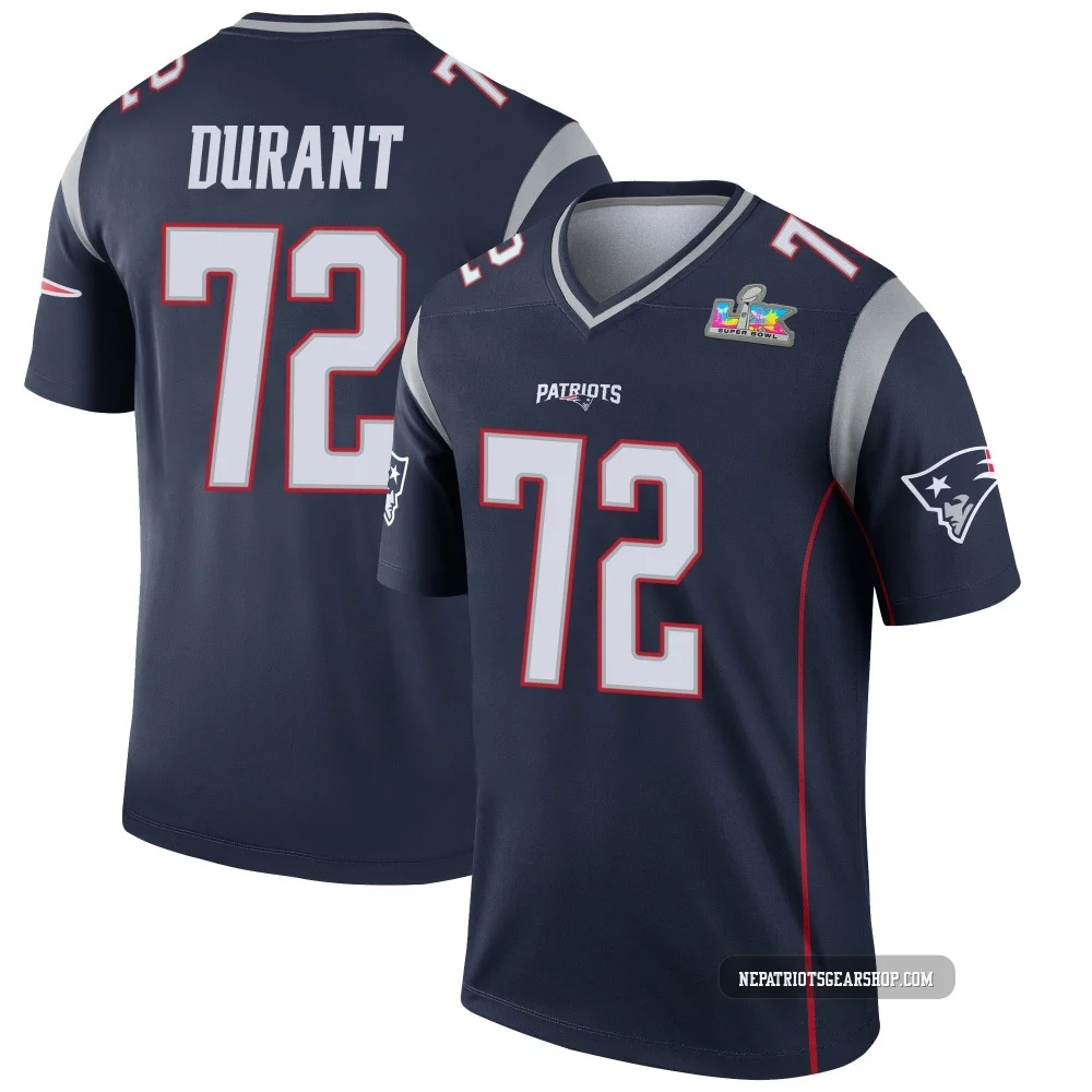 Yasir Durant ＃72 New England Patriots Legend Super Bowl LX Patch Jersey - Men's Navy