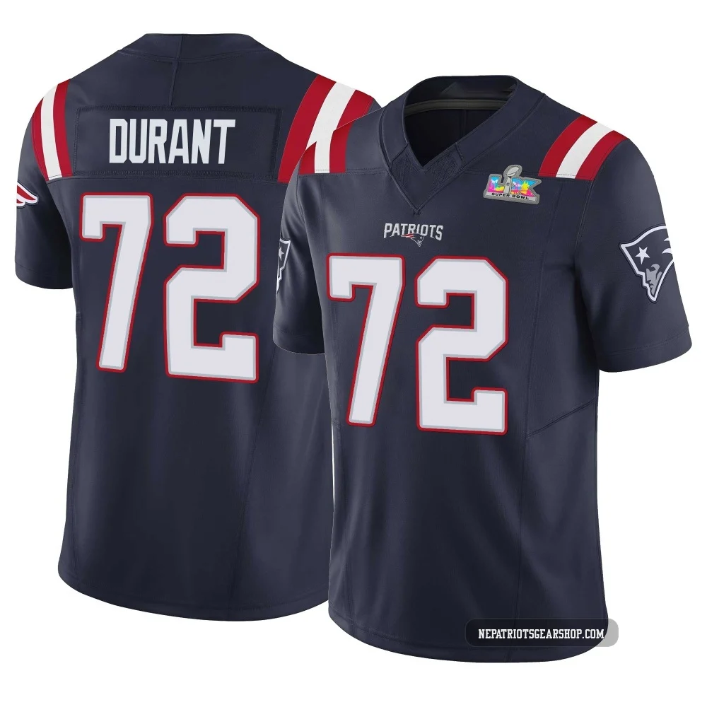 Yasir Durant ＃72 New England Patriots Limited Vapor F.U.S.E. Super Bowl LX Patch Jersey - Men's Navy