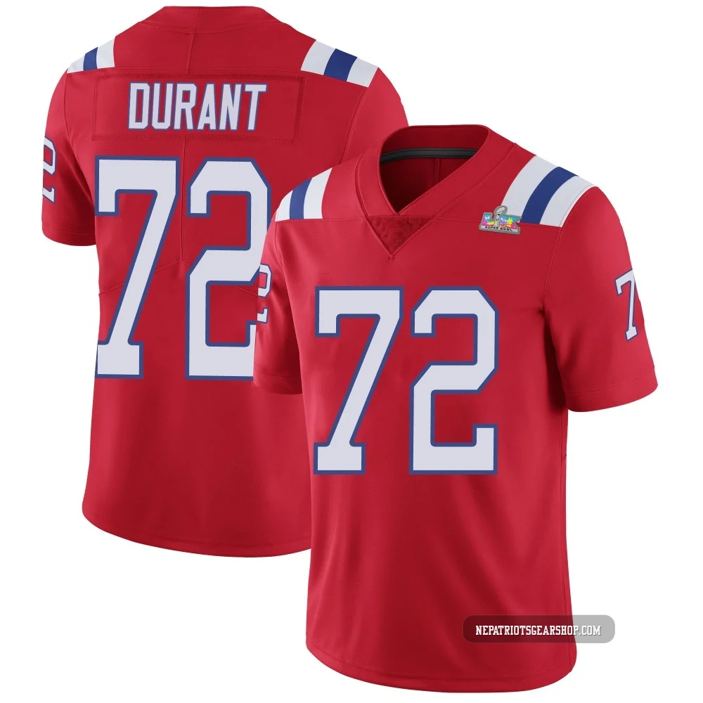 Yasir Durant ＃72 New England Patriots Limited Vapor Untouchable Alternate Super Bowl LX Patch Jersey - Youth Red