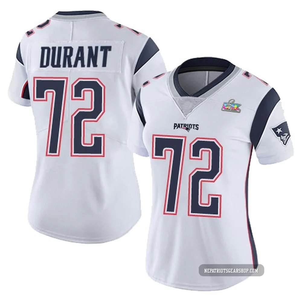 Yasir Durant ＃72 New England Patriots Limited Vapor Untouchable Super Bowl LX Patch Jersey - Women's White